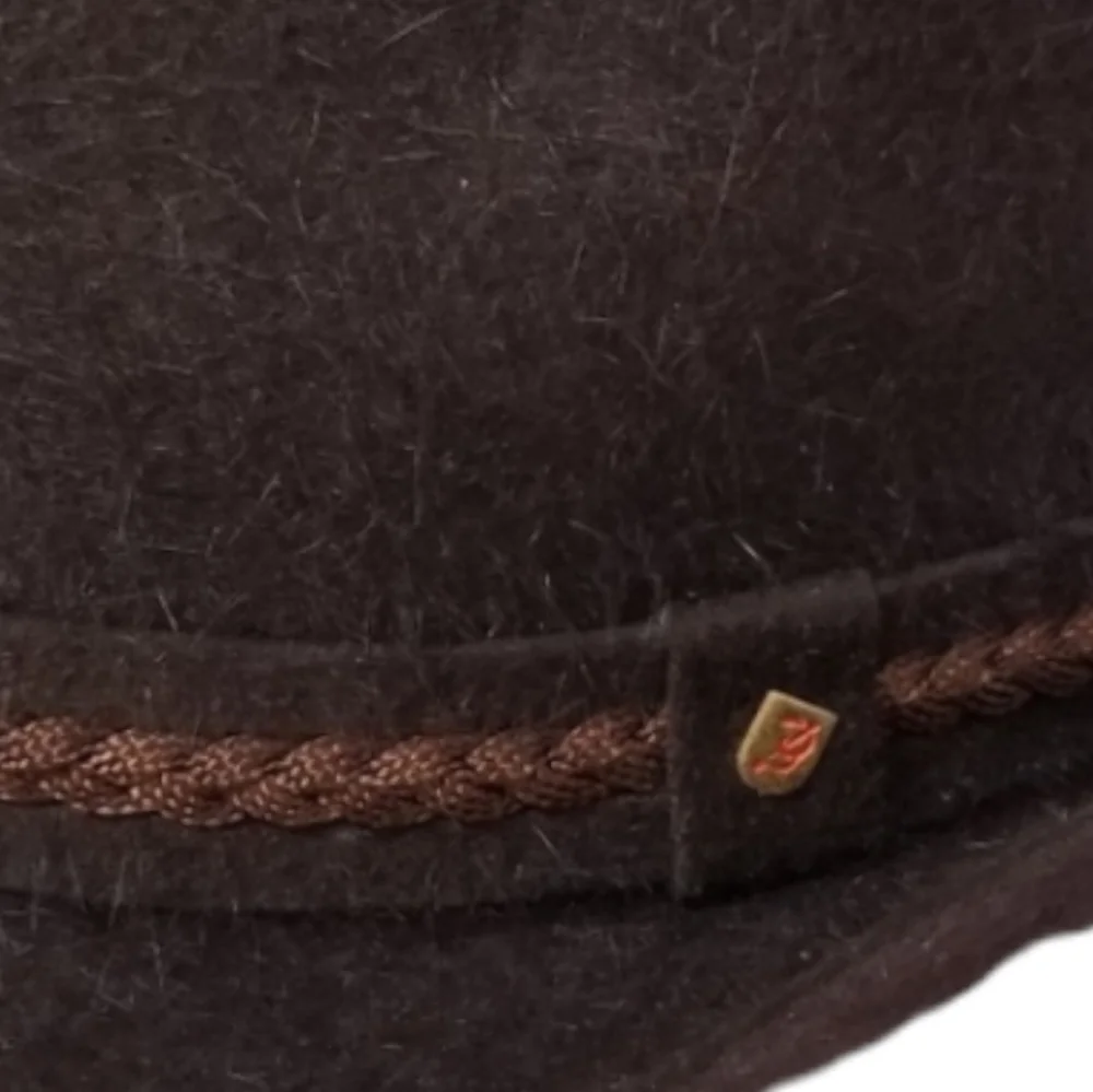 Barbisio Vintage Brown Fur Felt Fedora with Braid Trimmed Crown - Picture 4 of 13